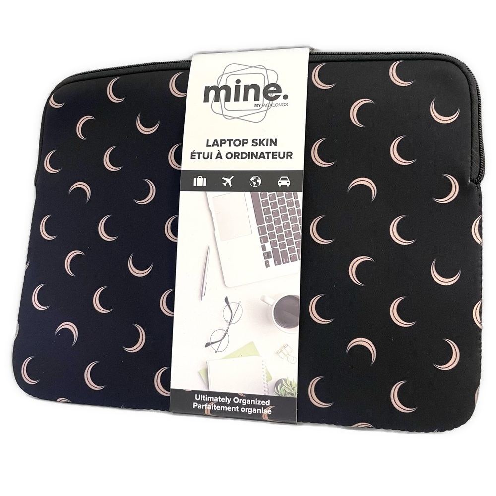 Mine- Midnight Black Laptop Sleeve with Crescent Pattern-13”